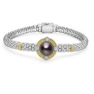 Tahitian Black Pearl Diamond Caviar Bracelet from Lagos | 6mm Size S+(6.5)